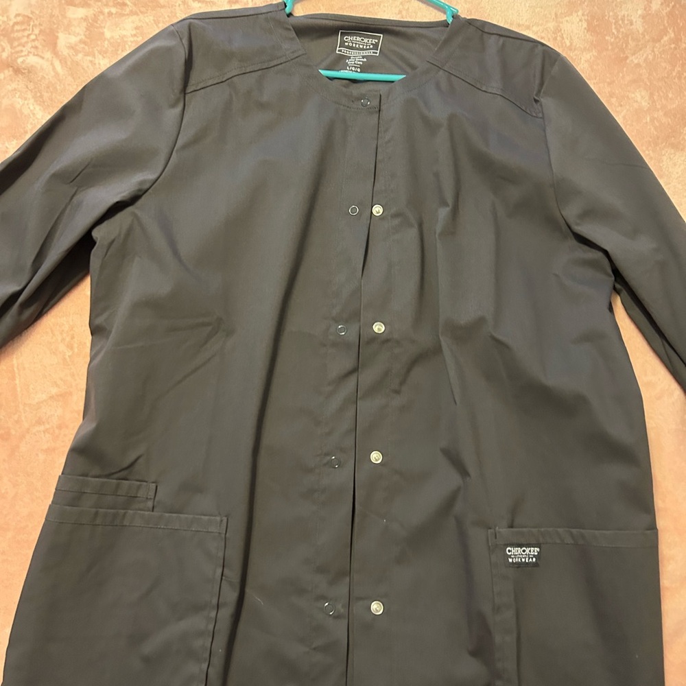 Cherokee Women’s Snap Front Scrub Jacket - Charcoal Gray